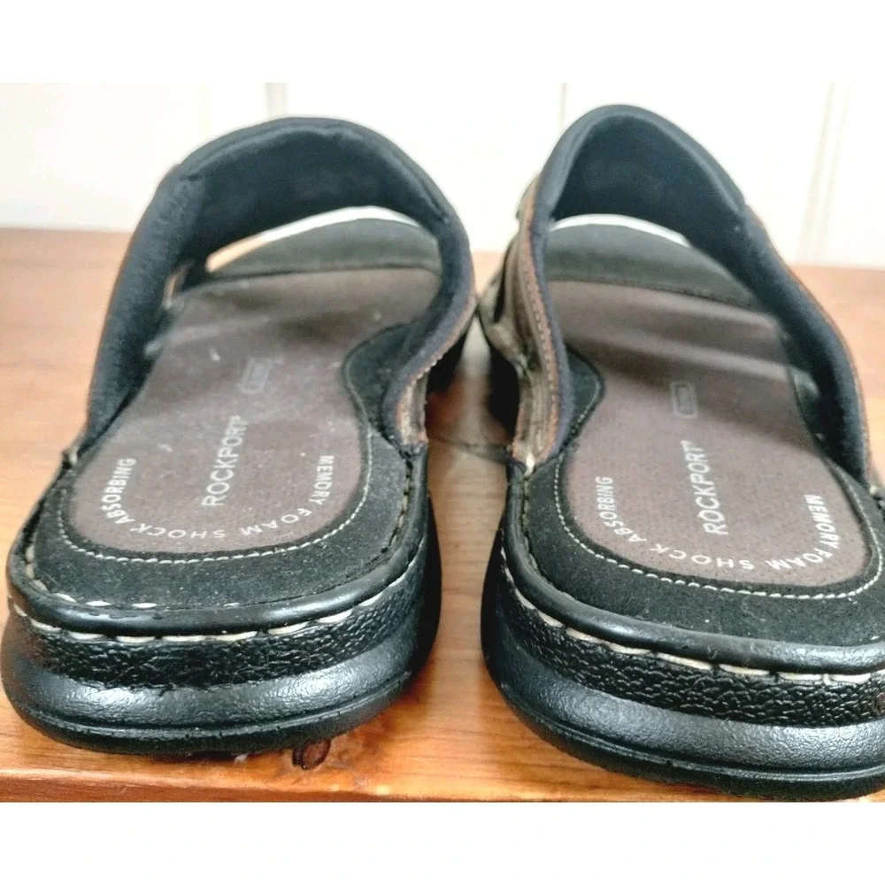 Rockport Darwyn Men's Leather‎ Slide Sandals Size 9 NWOB Brown truTECH Comfort